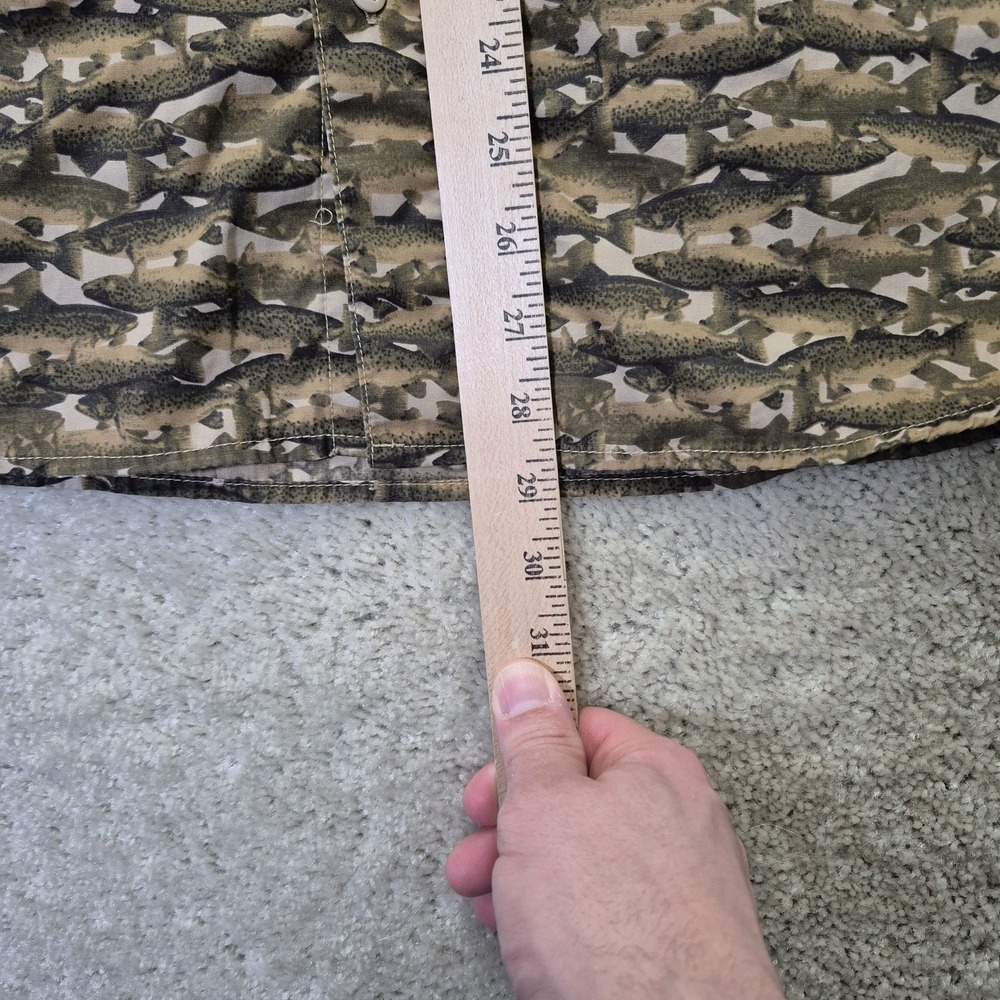 North Face Shirt Men Large Camo Fish Print AOP Button Up Outdoor Fishing Camp - Picture 8 of 9